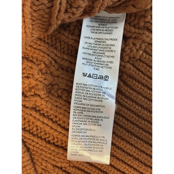 Anthropologie Maeve Turtleneck Balloon-Sleeve Bow Sweater Size Sm Honey NWT - Picture 9 of 9